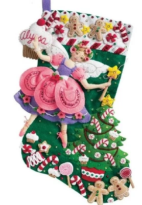 Sugar Plum Fairy 85431 Bucilla Felt Christmas Stocking Kit NEW Unopened GIRL DIY