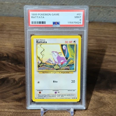 1999 POKEMON BASE UNLIMITED RATTATA PSA 9 MINT 61/102 - Image 1 of 2