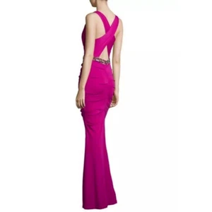 NICOLE MILLER Rare Y2K Pink Beaded Jersey Halter Gown Formal Dress 4 NWT - Picture 1 of 13