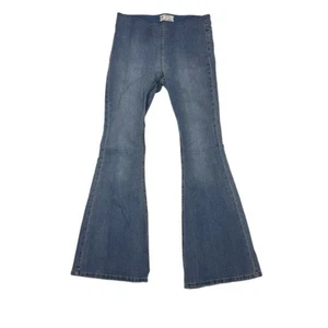 Free People Pull On Stretch Blue Hippy Boho Retro 70's Flare Pants, Sz. 30 - Picture 1 of 13