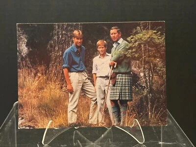TRH Princes William, Harry & Charles at Balmoral, Scotland--Postcard--Never Used - Image 1 of 2