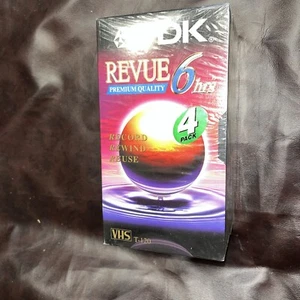 SEALED 4 Pack Blank TDK T-120 (6 hrs ea) Premium Quality Revue VHS Tapes - Picture 1 of 4