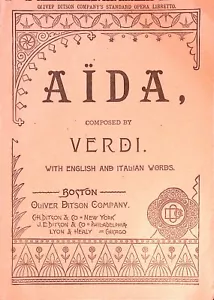 Aida Verdi Opera Libretto by Oliver Ditson Company Boston Vintage Vintage - Picture 1 of 9
