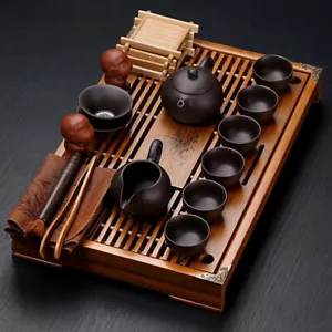 Chinese Real Zisha Purple Clay Tea Set Oriental China Tea Set 18pcs Tea Pot Cups - Picture 1 of 5