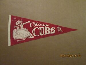MLB Chicago Cubs Vintage Circa 1950's Red Wrigley Field Team Logo Pennant