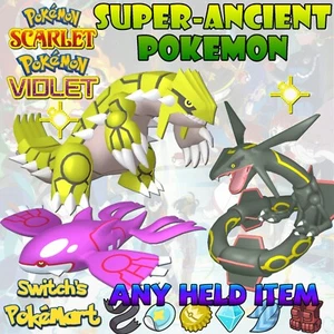 ✨ 6IV SHINY KYOGRE + GROUDON + RAYQUAZ ✨ POKEMON SCARLET VIOLET EV TRAINIERT ✨ - Bild 1 von 1