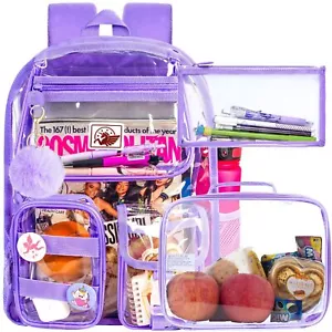 Clear Backpack Heavy Duty Transparent Bookbag for Girls Women Cute School See... - Picture 1 of 9