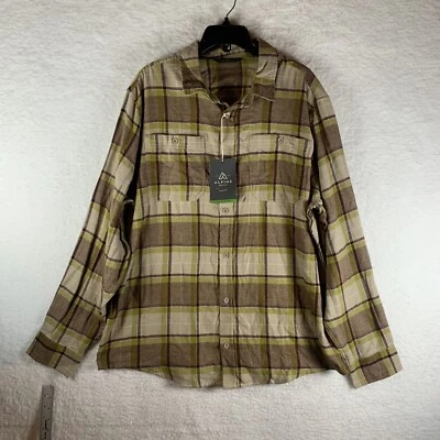 Alpine Design Flannel Shirt Men XL Brown Plaid Cotton Collared Long Sleeve 7020 - Image 1 of 4