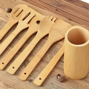 Bamboo Spoon Spatula 6 Styles Portable Wooden Utensil Kitchen Cooking Turners - Picture 1 of 12