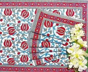 Cotton Table Placemats & Napkins For Kitchen Dining Spring Décor Set of 6 - Picture 1 of 24
