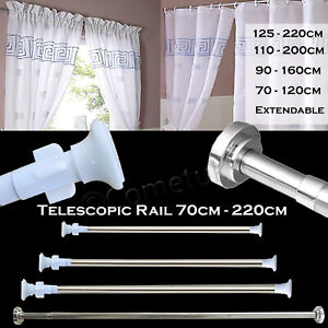 Telescopic Shower Curtain Rail Extendable Pole Bathroom Door Window Wardrobe Rod