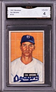 1951 BOWMAN #152 CAL ABRAMS RC, GMA 4  VG/EX - DODGERS ROOKIE   