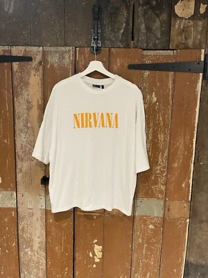 Asos Design Nirvana T-Shirt Top Tee Short Sleeve White Graphic Print Rock Small - Image 1 of 4