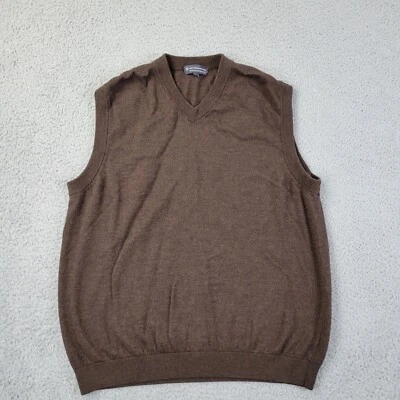 Hart Schaffner Marx Vest Mens XL Merino Wool V-Neck Brown Sleeveless - Image 1 of 4