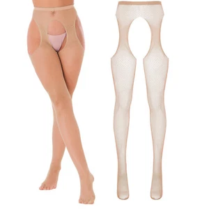 Frauen Fischnetz Strumpfhose OFFEN im Schritt Strapsstrumpfhose Leggings Dessous - Bild 1 von 87