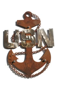 US Navy Chief Anchor Rustic Steel Wall Decor -- 19" tall - Picture 1 of 12