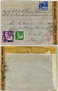 NETHERLAND EAST INDIES NEI WW2 CENSORED AIRMAIL OAT  DEV1 Tasman USA 1940 KPJLH - Picture 1 of 3