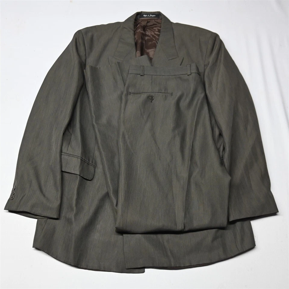 Vtg Carlo Orestes 48L 40x36 Brown Double Breasted Mens Coat Jacket Pants Suit - Image 1 of 4