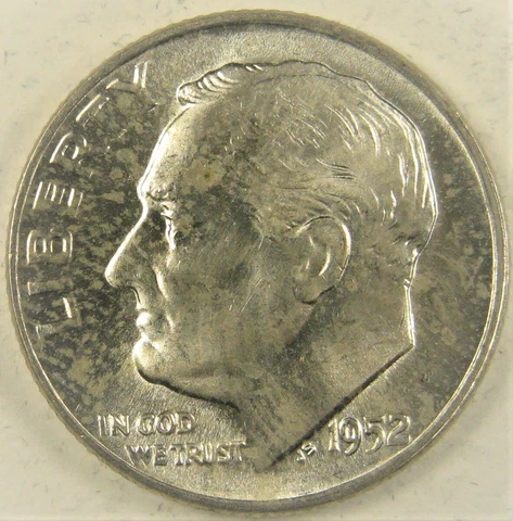 1952-D Franklin Delano Roosevelt Dime BU From Original Roll 90% Silver Cover