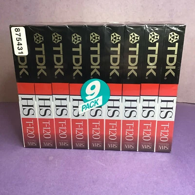 Paquete de 9 cintas VHS en blanco TDK HS calidad premium T-120HS selladas  Foto 1 de 4
