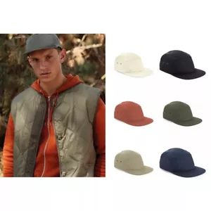Beechfield Canvas 5-panel Camper Cap - Flat Peak Snap Fastening Strap Hat - Picture 1 of 16