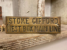 Antique Railway Sign GWR Brass Signal Box Door Sign Stoke Clifford Original 