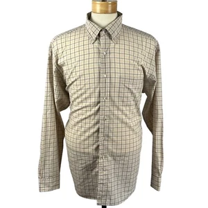 Brooks Brothers Men's Yellow Grid Point Collar Long Sleeve Button Up Size Large - Picture 1 of 24
