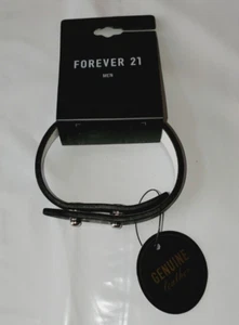 Pulsera Forever 21 Hombre Cuero Negro Ajustable Plata Tachuela Nueva - Imagen 1 de 2
