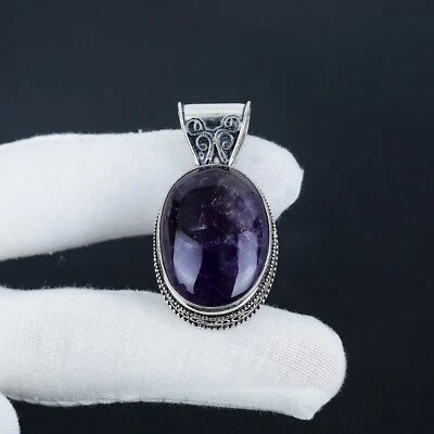 Naturale Ametista Gemma Design 925 Pendente Argento Sterling Per Nozze Regali - Immagine 1 di 4