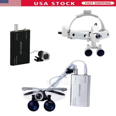 Diadema quirúrgica dental 3,5X-R lupas binoculares con luz de cabeza lámpara/faro Foto 1 de 4