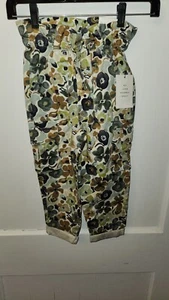 Free Assembly Girls Paperbag cargo Pants, Slit Green Camo Floral Size 4/5 - Picture 1 of 2