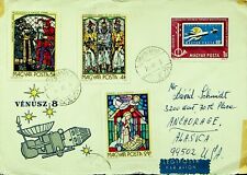 HUNGARY 1970's 8v STAINED GLASS, SPACE ON AIRMAIL COVER TO ANCHORAGE ALASKA USA