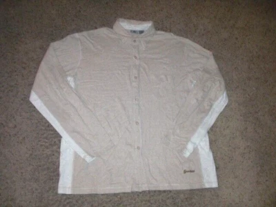 GUESS tan & white soft cotton long sleeve button front shirt men's XL - Image 1 of 4