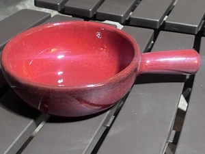 Red Glaze Soup Bowl with Handle Terracotta Stoneware Pottery Made in Italy 5.5" - Picture 1 of 4