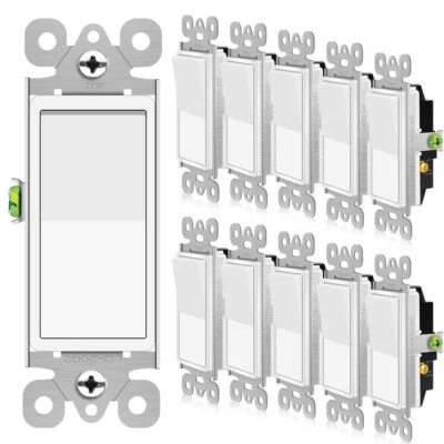 BESTTECHTRADING 3-Way Single-Pole Decor Light Switch 15Amp 120/277 Volt AC Rocker Paddle Wall