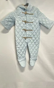 Burberry Baby Blue Diamond Quilted Hooded Outerwear Snowsuit Size 6 12 Months - Picture 1 of 7