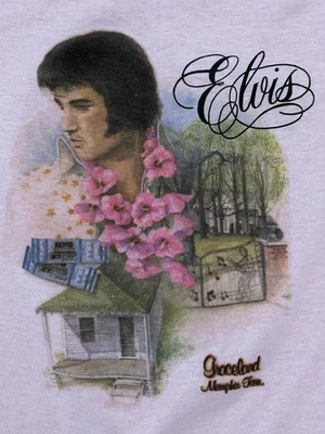 复古 Elvis Presley Graceland 粉红色 T 恤 Cal Cru 单针大号 — 第 1/4 张图片
