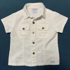 Camisa vaquera vintage de algodón manga corta BABY ADIVINAR blanca talla M/2-3Y EE. UU. - Imagen 1 de 4