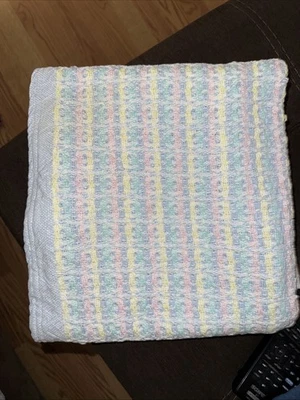 Manta bebé Beacon vintage 100 % algodón tejido pasteles EE. UU. Foto 1 de 4