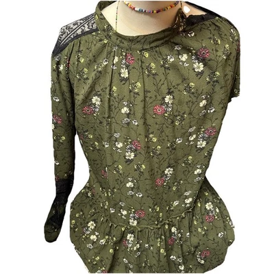 Baker White Size L Dark Green Floral Long ANALISADRESS NEW WITH TAGS - Image 1 of 4