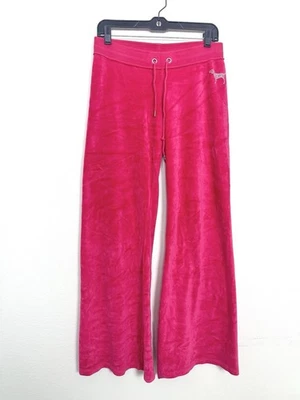 Y2K Velour Track Pants PINK Victorias Secret 2000’s 90’s Wide Leg Small Vintage - Image 1 of 4