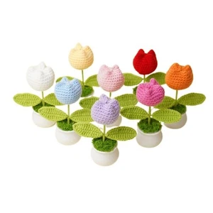 Colorful Tulip Flower Handmade Knitting Crochet flowers Home Decor Accessory - Picture 1 of 22