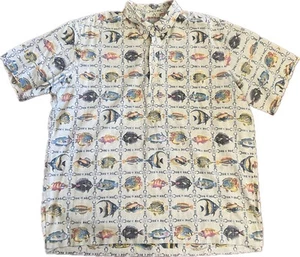 Reyn Spooner Men Hawaiian 1/4 Button Shirt Commemorative Classics Ocean Fish 2XL - Picture 1 of 10