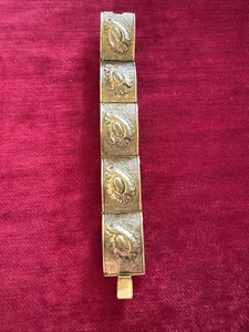 Vintage Victorian Revival Nouveau Ornate Floral Hinged Brass Bangle Bracelet - Picture 1 of 12