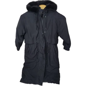 Vintage Forecaster of Boston Black Faux Fur Hood Coat Full Zip Small S  - Picture 1 of 5