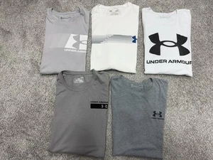 Lot (5) Men's Under Armour Short Sleeve Athletic T Shirts Large White Gray - Bild 1 von 11