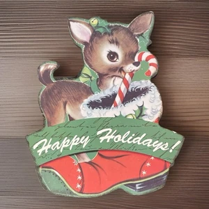 Retro Weihnachten Wandrelief Rentier Weihnachtsdeko Vintage Stil - Bild 1 von 4