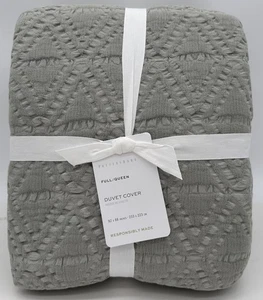 Pottery Barn Diamond Matelasse FULL / QUEEN Duvet Cover ~ Eucalyptus Green - Picture 1 of 2