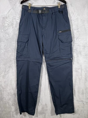 Pantalones/pantalones cortos cargo convertibles BC Clothing para hombre azul marino L 32 cremallera senderismo nailon Foto 1 de 4