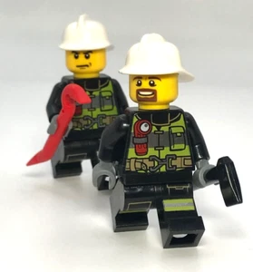 2) LEGO City Firefighter Black Fire Gear Minifigura Ciudad, Ciudad, Rescate Lote de 2 - Imagen 1 de 3